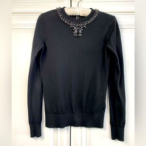 Ted Baker Women’s Size 2 US Halie Black Sweater w/Embellished Crew Neck Sweater